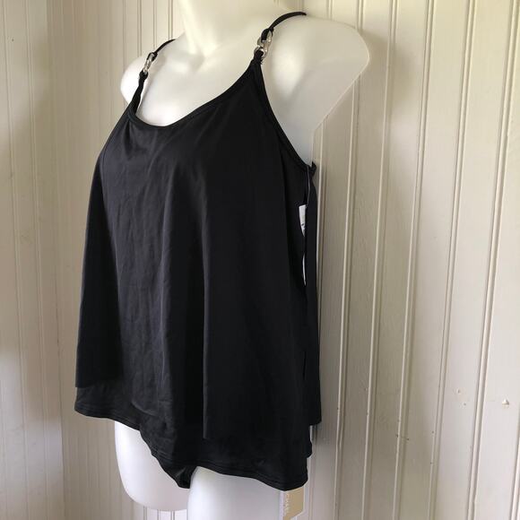 MICHAEL KORS Retail $152 Black Layered Tankini Bikini Bottom 2 Piece Size Small - Picture 6 of 8